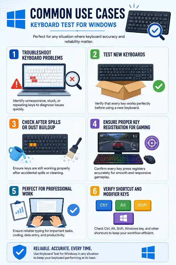 Common uses of keyboard test for Windows